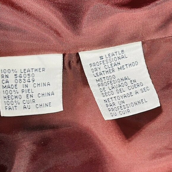 Vintage Rena Rowan Leather Blazer Style Overcoat Burgundy Womens Size L - Picture 6 of 7